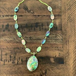 Blue/Green Abalone Shell Necklace BOGO FREE